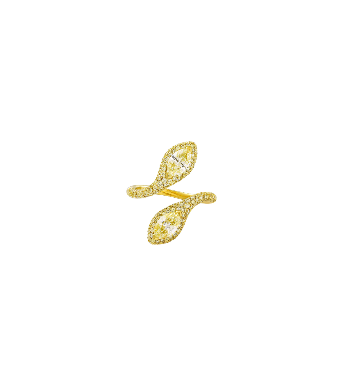 Yellow Gold Ring Croisee with Yellow Diamonds by Etho Maria